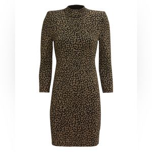 A.L.C. Mahry Leopard Mini Dress Black and Gold Metallic